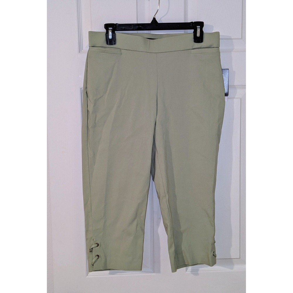 Counterparts Green‎ Capri Pants Super Stretch Pull On Ankle Detail 10P NWT